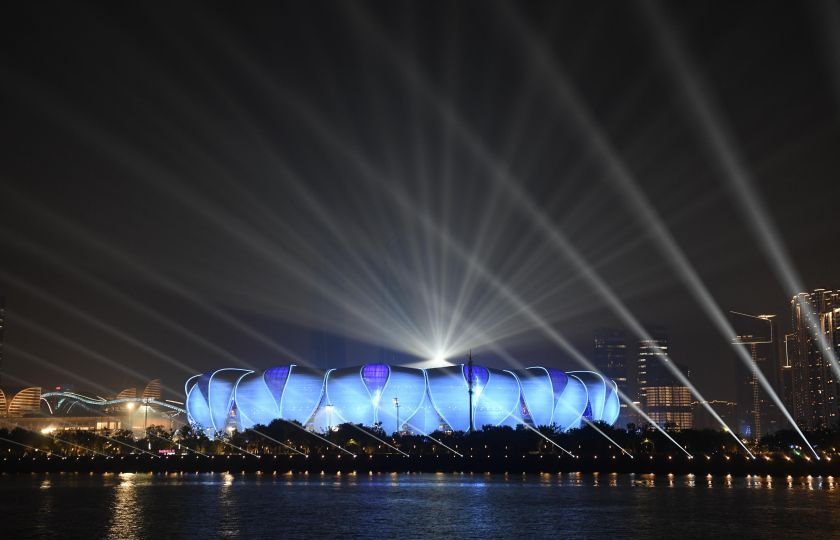 Světelná show v Olympijském sportovním centru (Zdroj: Pan Di/Bright Photos)