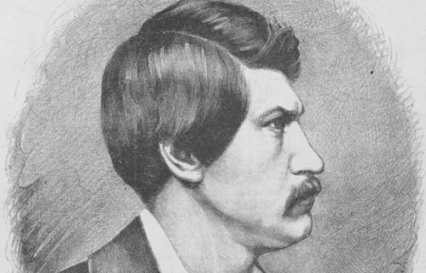 Portrét Karla Havlíčka Borovského od Jana Vilímka (výřez), Humoristické listy (1881).