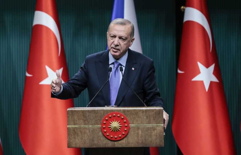 Turecký prezident Recep Tayyip Erdogan na tiskové konferenci 3. září v Ankaře po setkání s českým premiérem Andrejem Babišem. Foto: Metin Agentura Aktas / Anadolu / Profimedia