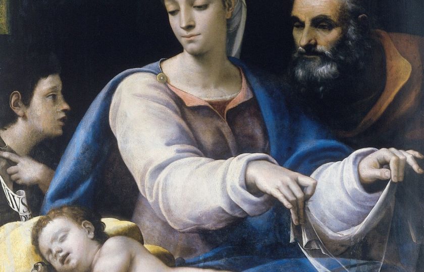 Sebastiano del Piombo: Madona s rouškou (výřez).