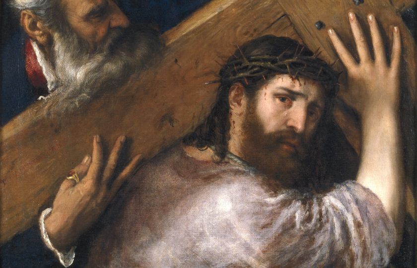 Tizian: Kristus nesoucí kříž, olej na plátně, 1565 (výřez)