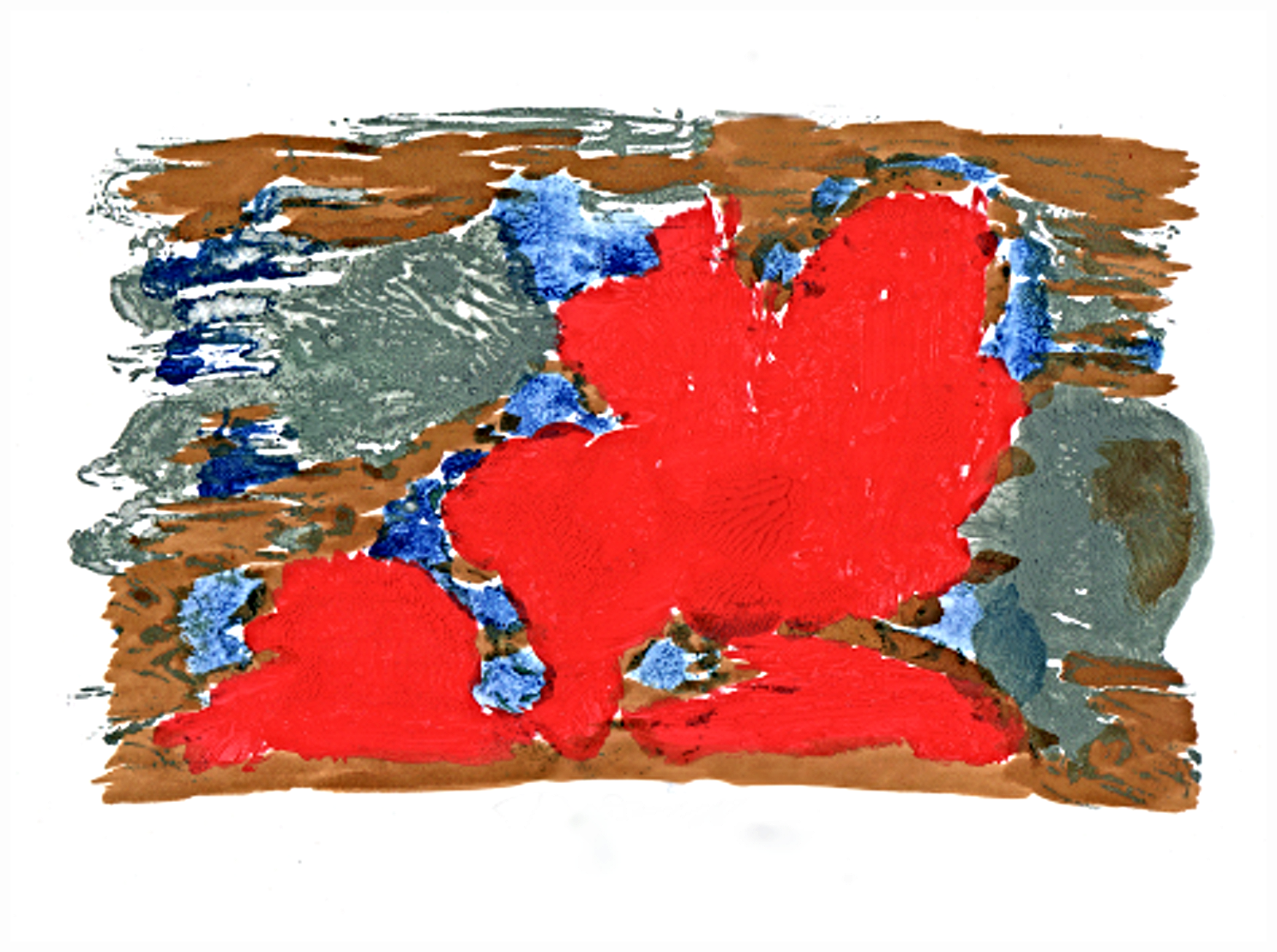 Jan Dočekal: Kontinenty v Červeném moři, akryl na papíře, 21 x 29 cm, 2020. Foto: Jan Dočekal. 